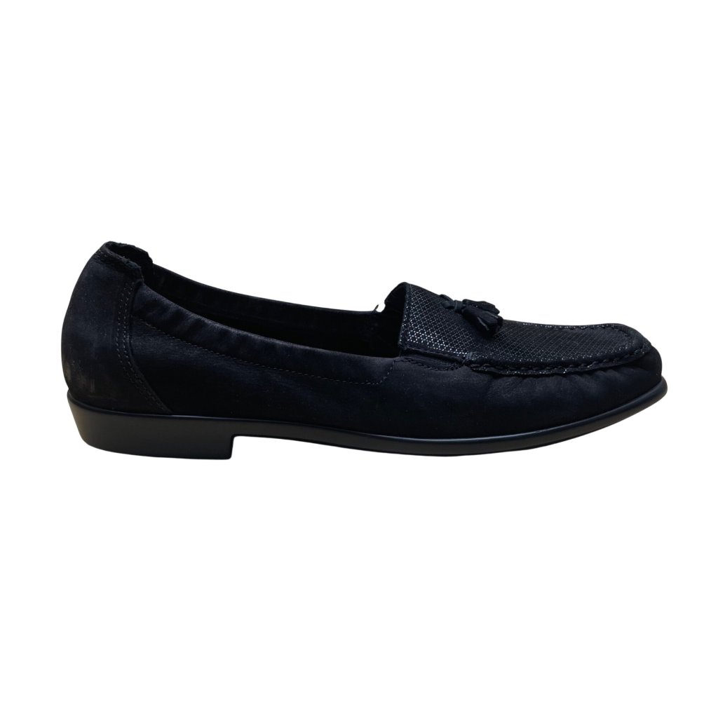 Sas Womenâs Black Suede With Tassel Detail Slip-On Loafers Shoes Size 9m